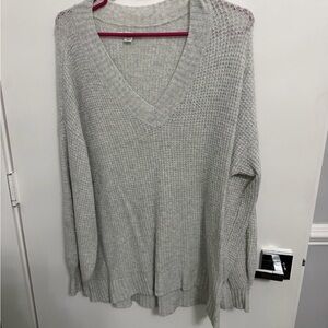 American Eagle Outfitters Light Gray V-Neck Sweater